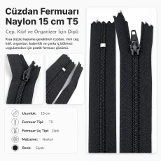Wallet Zipper Nylon 15 cm / 5.91 in N3 for Pockets, Pouches and Organizers Closed End ENC0015T5