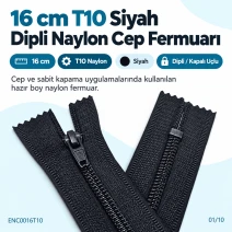 Cep Fermuarı Naylon 16 cm T10 Dipli Siyah – ENC0016T10