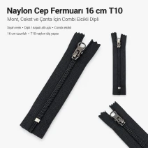 Naylon Cep Fermuarı 16 cm T10 Mont, Ceket ve Çanta İçin Combi Elcikli Dipli ENC0016T10C