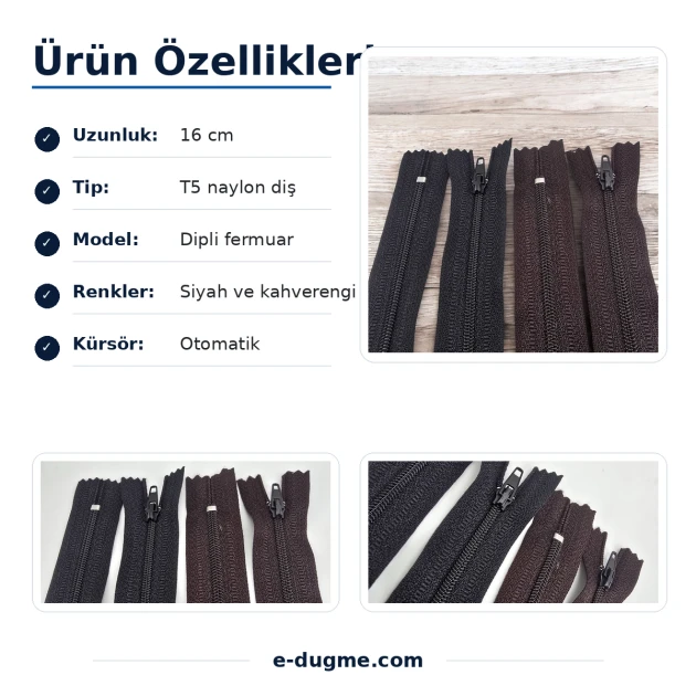 Nylon Pocket Zipper 16 cm #3 Bottom
