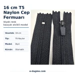 Nylon Pocket Zipper with Rubber Pull, 16 cm, #5 Bottom - ENC0016T5KE