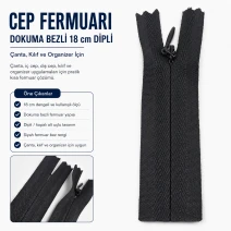 Pocket Zipper with Woven Tape 18 cm / 7.09 in for Bags, Pouches and Organizers Closed End ENC0018DTUL