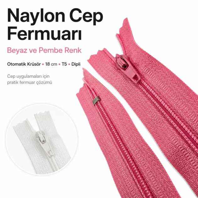 Nylon Pocket Zipper 18 cm T5 Bottom