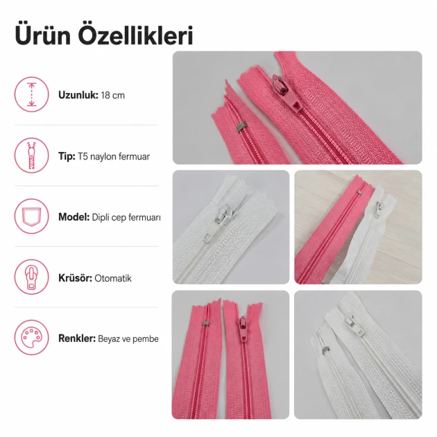 Nylon Pocket Zipper 18 cm T5 Bottom