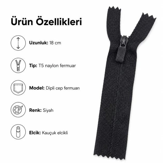 Nylon Reverse Pocket Zipper 18 cm #3