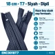Cep Fermuarı Naylon 18 cm T7 Siyah Dipli, fermuarlı cepler için ideal kapama çözümü