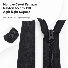 Mont ve Ceket Fermuarı Naylon 65 cm T10 Açık Uçlu Separe ENC0065T10