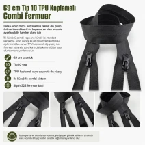 69 cm / 27.17 in N5 / #5 TPU-Coated Water-Resistant Combi Zipper ENC0069SG