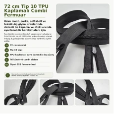 72 cm Tip 10 TPU Kaplamalı Suya Dayanıklı Combi Fermuar ENC0072SG