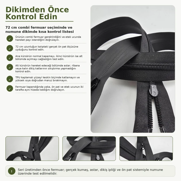 72 cm / 28.35 in N5 / #5 TPU-Coated Water-Resistant Combi Zipper for parkas and technical apparel