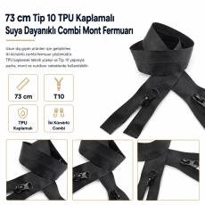 73 cm / 28.74 in N5 TPU-Coated Water-Resistant Two-Way Separating Zipper for Parkas and Outdoor Jackets ENC0073SG
