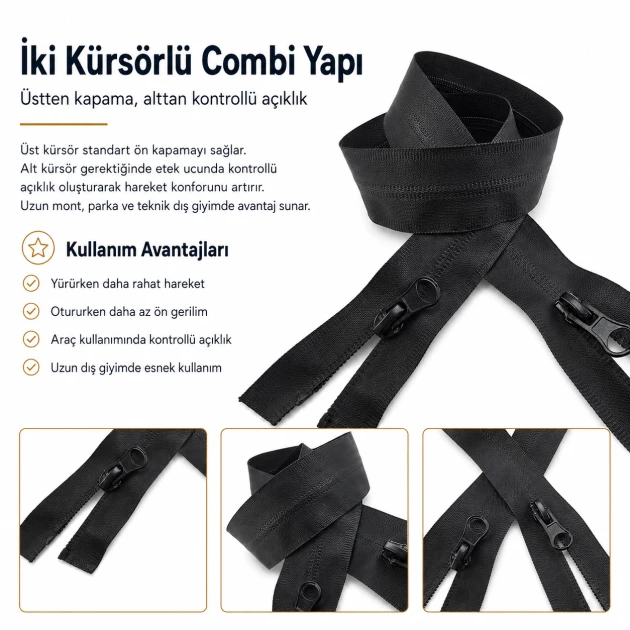 73 cm / 28.74 in N5 TPU-Coated Water-Resistant Two-Way Separating Zipper for Parkas and Outdoor Jackets