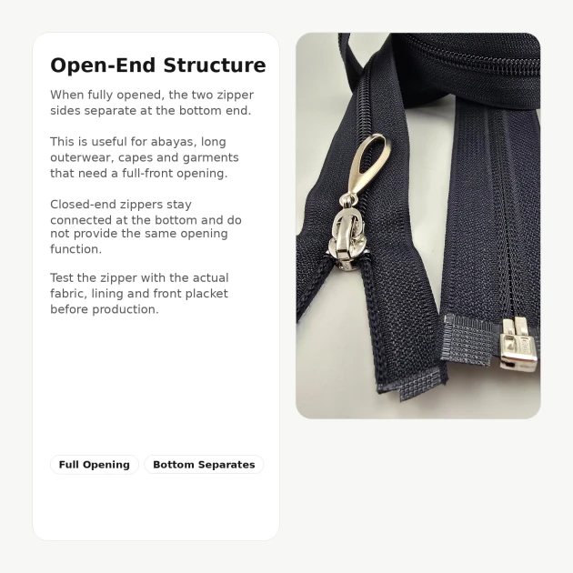 100 cm / 39.37 in N5 Nylon Coil Open-End Separating Zipper for Evening Dresses and Ferace