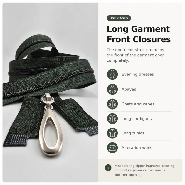 120 cm / 47.24 in N5 Nylon Coil Open-End Separating Zipper in Petrol Green for Evening Dresses and Ferace
