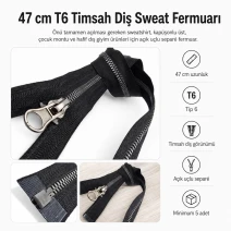 47 cm / 18.50 in T6 Crocodile Tooth Molded Sweatshirt Zipper, Open-End Separating EPR0047T6TMS