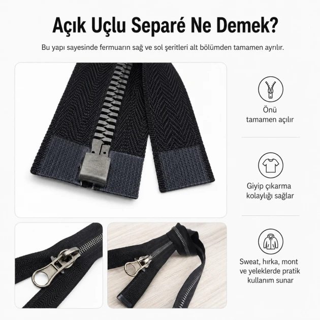 47 cm / 18.50 in T6 Crocodile Tooth Molded Sweatshirt Zipper, Open-End Separating for hoodies and lightweight outerwear