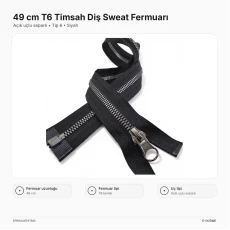 49 cm T6 Kemik Timsah Diş Sweat Fermuarı Açık Uçlu Separé EPR0049T6TMS