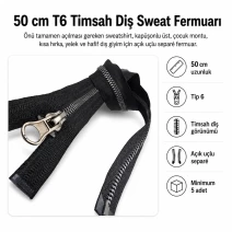 50 cm / 19.69 in T6 Crocodile Tooth Molded Sweatshirt Zipper, Open-End Separating EPR0050T6TMS