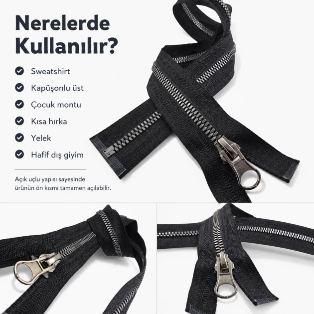 51 cm T6 Kemik Timsah Diş Sweat Fermuarı Açık Uçlu Separé - Tekstil, mont ve aksesuarlar için ideal