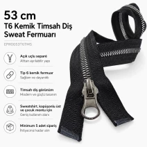 53 cm / 20.87 in T6 Crocodile-Tooth Molded Plastic Sweatshirt Zipper, Open-End Separating EPR0053T6TMS