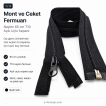 Mont ve Ceket Fermuarı Naylon 65 cm T10 Açık Uçlu Separe Siyah EPR0065T10