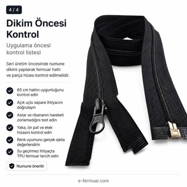 Mont ve Ceket Fermuarı Naylon 65 cm T10 Açık Uçlu Separe Siyah EPR0065T10