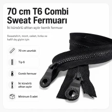 70 cm T6 Kemik Sweat Fermuarı Combi Alttan Açılır EPR0070T6C