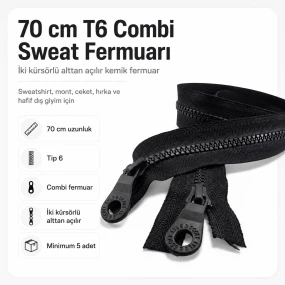 70 cm / 27.56 in #6 Molded Plastic Two-Way Separating Sweatshirt Zipper, Black Tape EPR0070T6C