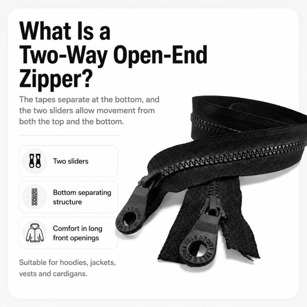 70 cm / 27.56 in T6 Molded Sweatshirt Zipper, Two-Way Open-End Separating EPR0070T6C for hoodies, jackets, and lightweight