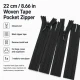 22 cm / 8.66 in Woven Tape Pocket Zipper for Bags, Cases and Organizers, Closed-End ZPG0022DKM