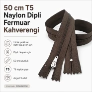 50 cm / 19.69 in (#3) Nylon Closed-End Zipper for Cardigans, Vests and Outerwear, Brown ZPS0050T5K