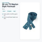 Hırka, Yelek ve Dış Giyim Fermuarı Naylon 50 cm T5 Dipli Mavi ZPS0050T5M