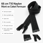 Mont ve Ceket Fermuarı Naylon 66 cm T10 Açık Uçlu Separe Siyah ZPS0066T10