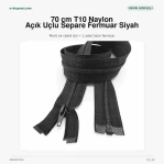 Mont ve Ceket Fermuarı Naylon 70 cm T10 Açık Uçlu Separe Siyah ZPS0070T10