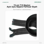 Mont ve Ceket Fermuarı Naylon 74 cm T10 Açık Uçlu Separe Siyah ZPS0074T10
