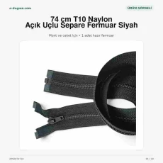 Mont ve Ceket Fermuarı Naylon 74 cm T10 Açık Uçlu Separe Siyah ZPS0074T10