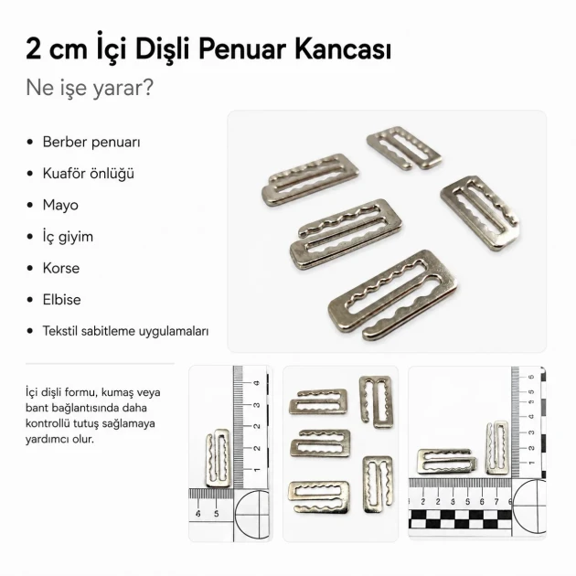 Hook Buckle 2 cm / 0.79 in Threaded Penuar Hook Y00013 suitable for bra production, swimwear, and various applications