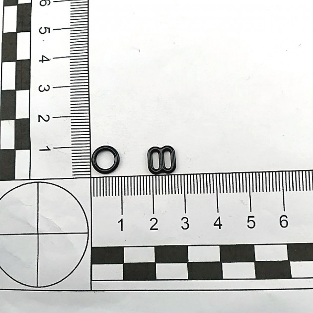 Bra Strap Adjustment Buckle 6 mm and Ring 0.24" Metal Nylon Coated PIR700008