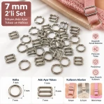 7 mm Zamak Sütyen Askı Ayar Tokası ve Halkası 2'li Set PIR700007Z