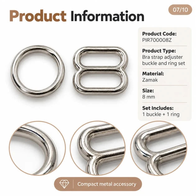 8 mm Zamak Bra Strap Slider and Ring 2-Piece Set PIR700008Z