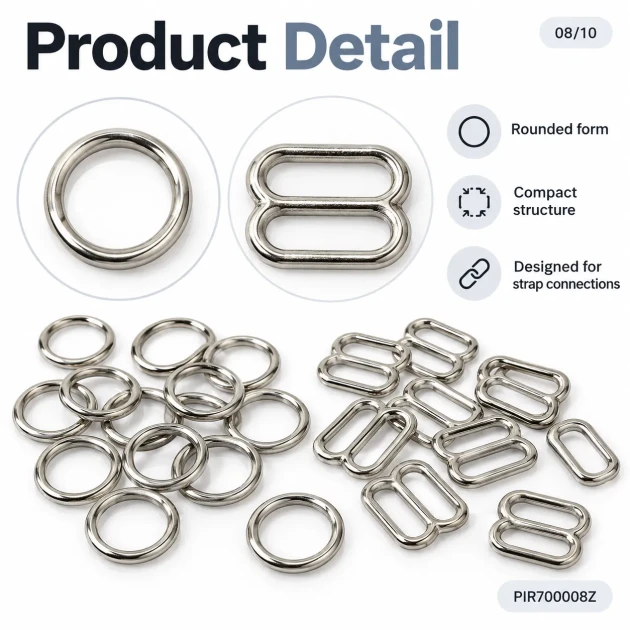 8 mm Zamak Bra Strap Slider and Ring 2-Piece Set PIR700008Z