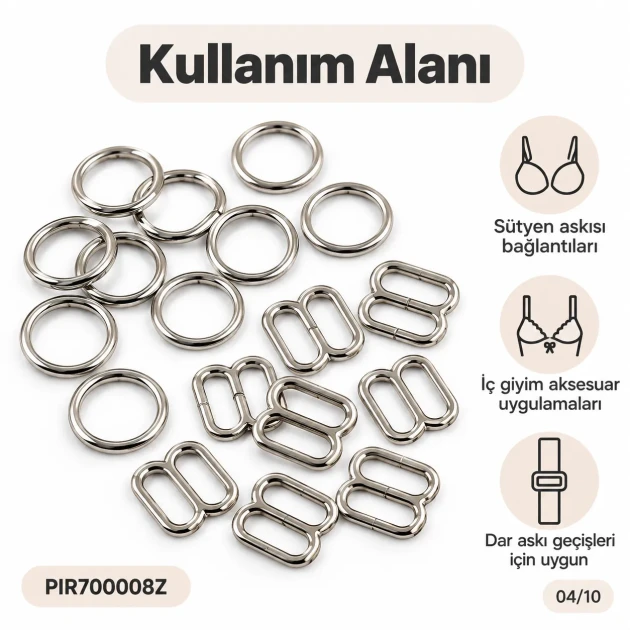 8 mm Zamak Bra Strap Slider and Ring 2-Piece Set PIR700008Z