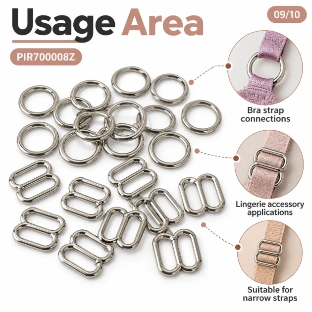 8 mm Zamak Bra Strap Slider and Ring 2-Piece Set PIR700008Z