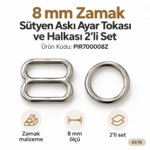8 mm Zamak Bra Strap Slider and Ring 2-Piece Set PIR700008Z