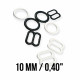 Metal Nylon Coated Bra Strap Adjustment Buckle 10 mm and Ring 0.40