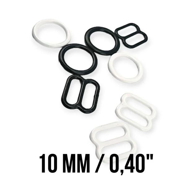 Metal Nylon Coated Bra Strap Adjustment Buckle 10 mm and Ring 0.40
