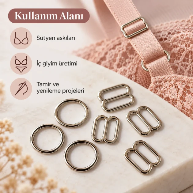 10 mm / 0.39 in Zamak Bra Strap Slider and Ring 2-Piece Set PIR700010Z