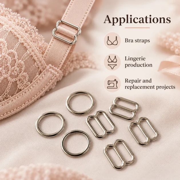 10 mm / 0.39 in Zamak Bra Strap Slider and Ring 2-Piece Set PIR700010Z