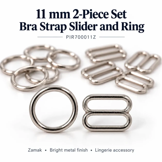 11 mm Zamak Sütyen Askı Ayar Tokası ve Halkası 2'li Set PIR700011Z