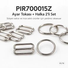 15 mm / 0.59 in Zamak Bra Strap Slider and Ring 2-Piece Set PIR700015Z